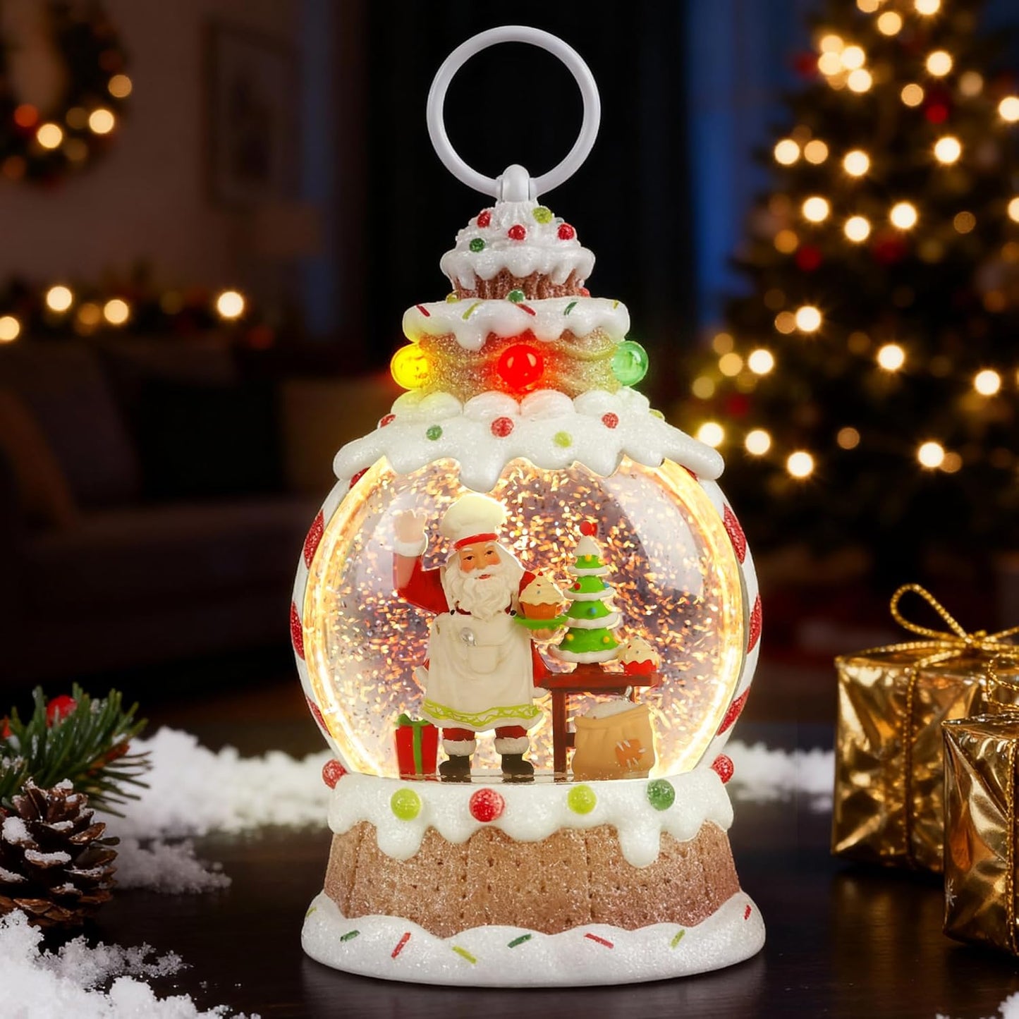 Musical Snow Globe,Lighted Snowman Snow Globes, LED Lights and Swirling Glitter, Christmas Snow Globes Music Box, Decoration for Adults and Kids.