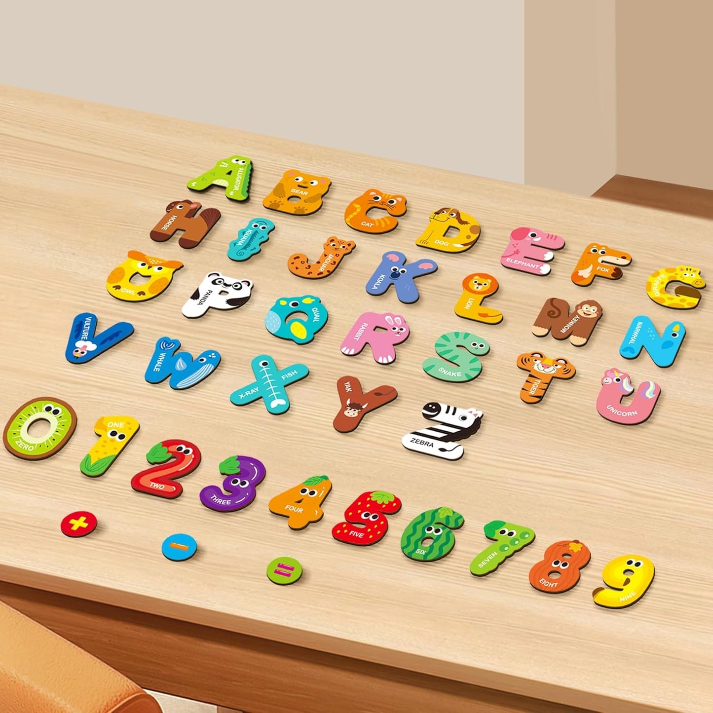 39 PCS Large Magnetic Letters and Numbers, Fridge Magnets for Toddlers 1-3, Cute Animials Alphabet Magnets Kit for Educational Learning