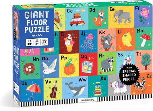 Mudpuppy My ABCs Giant Floor Puzzle – 52 Piece Oversized Alphabet Puzzle with Bold Letter and Object Artwork