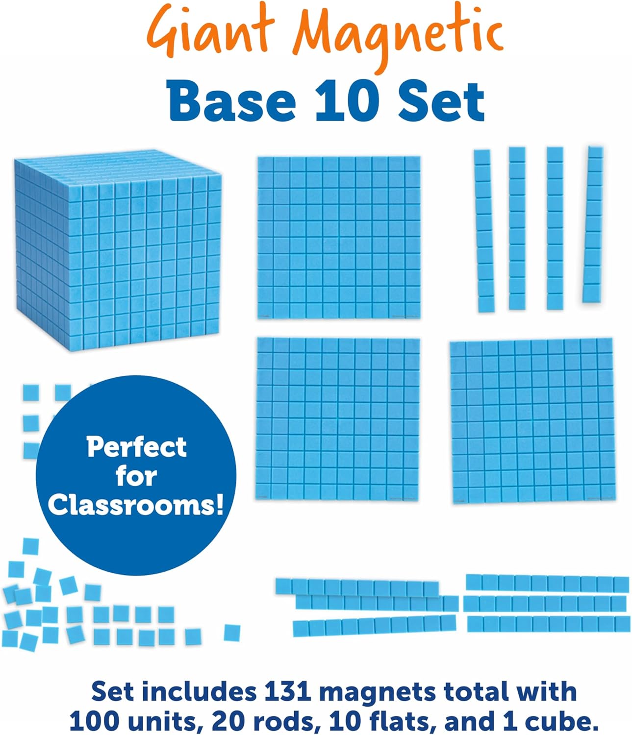 Learning Resources Base Ten Blocks Smart Pack - 121 Pieces, Ages 6+, Grades 1+, Math First Grade Games, School Supplies