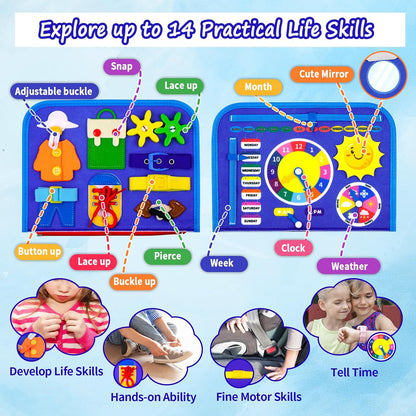 Letoya Toddler Busy Board, Farm Busy Book Montessori Toys for Toddlers, Sensory Board Learning Toy Educational Activity Books Birthday for Girls Boys, Travel Toys for Airplane Car