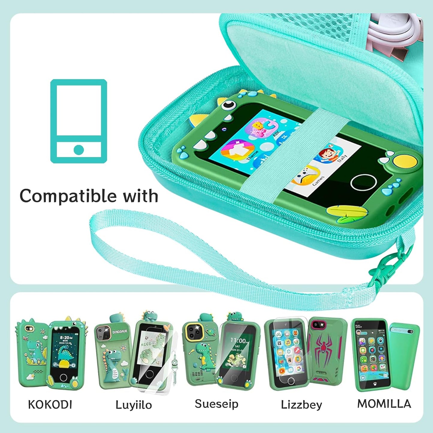 Leayjeen Kids Smartphone Case Compatible with Kikapabi/Joozfee/Prysyedawn 2.8" Touchscreen Toddler Learning Play Toy Phone,Birthday Gifts for Girls Age 3-10 Kids Toys Cell Phone-Purple(Case Only)
