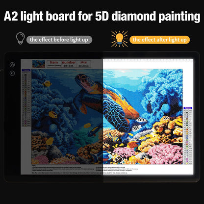 Rechargeable A3 Light Pad for Diamond Painting,Tracing Light Box with Stand and Clip,3 Colors Stepless Dimmable and 6 Levels of Brightness Light Board for Artists,Drawing,Sketching,Animation
