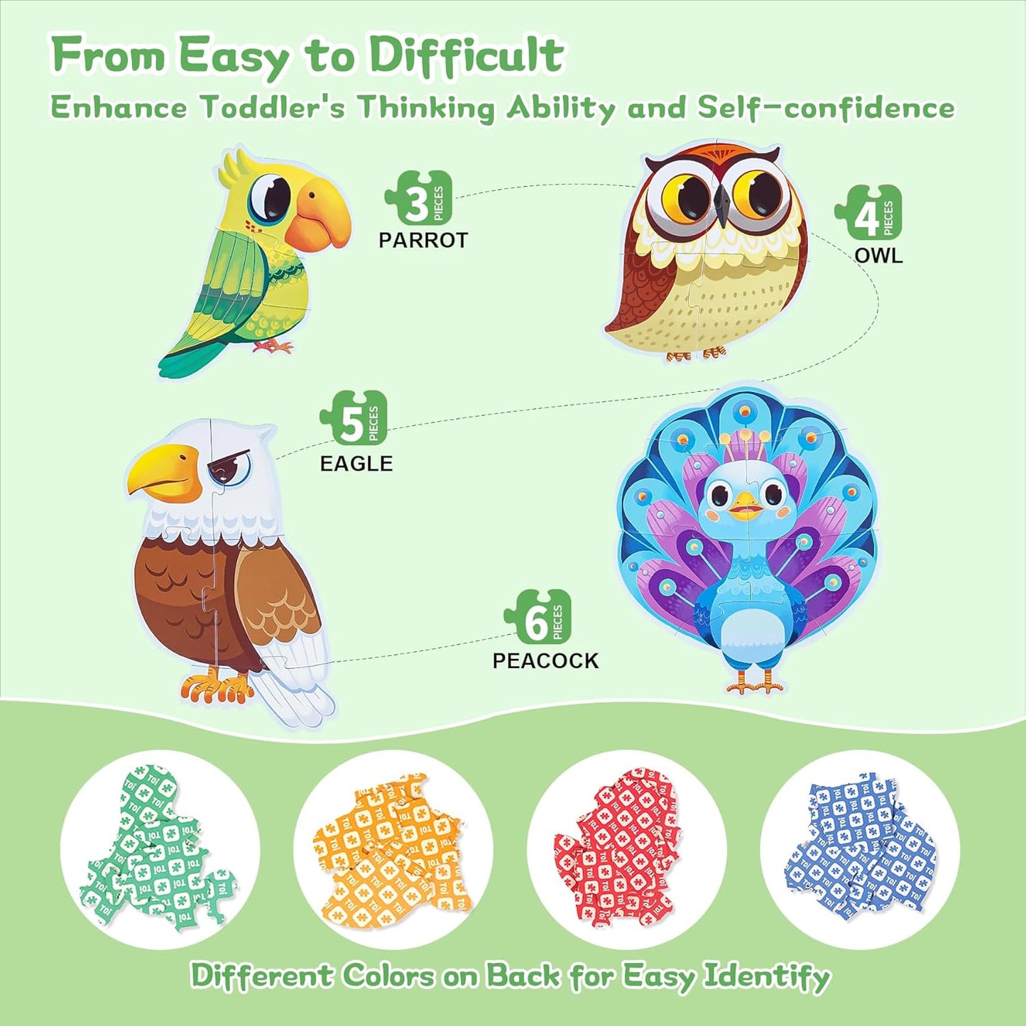 TOI Large Piece Toddler Puzzles for 2-4 Years Old, 4 Packs Beginner Puzzles for Toddlers, Kids Big Shape Preschool Learning Puzzle for Boys Girls Gift, Farm Animals