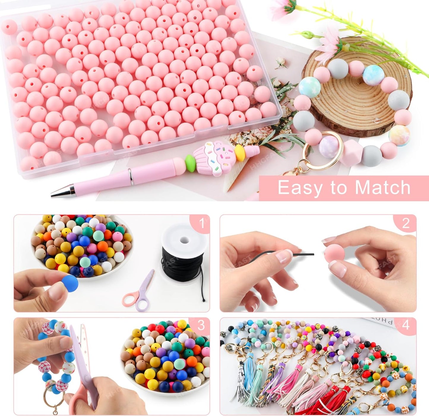 65Pcs 19mm Silicone Beads for Keychain Making Bracelet Necklace, Bulk Round Silicone Beads for Pens（Christmas Green） - Colors A