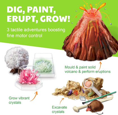 4M - STEAM Earth Science - Educational Science Kits for Kids Ages 5+ with 5 Experiments: Volcano Eruption, Excavate Crystals, Crystal Growing, & More - Hands-On Geology STEM Learning Science for Kids