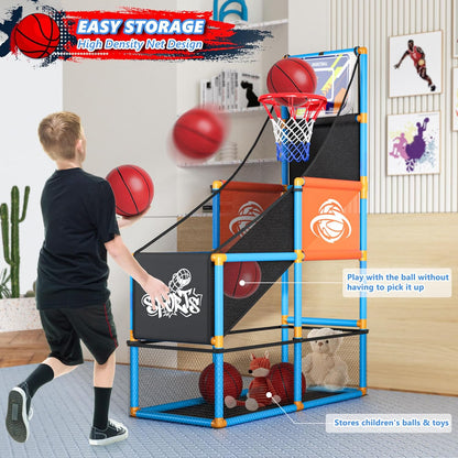 Toddler Basketball Hoop & Soccer Goal Baseball Play Activity Center,Toys for 1 2 3 Year Old Boys Girls,Montessori Sports Toys with Sound Music Christmas Birthday Gifts for Baby Kids 12 Months+