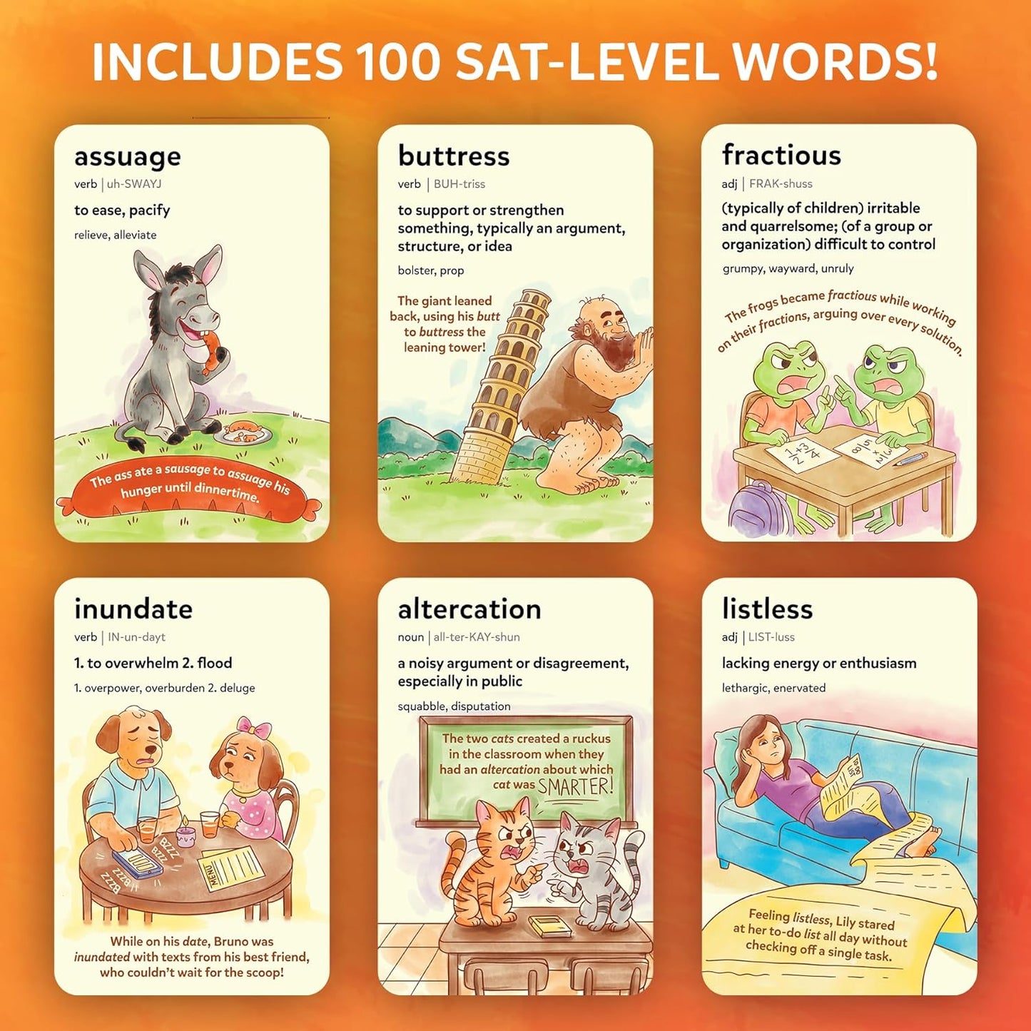 Skillmatics Vocabulary Flash Cards for Kids - Learn 100 Words with Wordplay, Visuals, & Soundplay, Educational Gift for Ages 8, 9, 10 & Up, Screen-Free Language Game