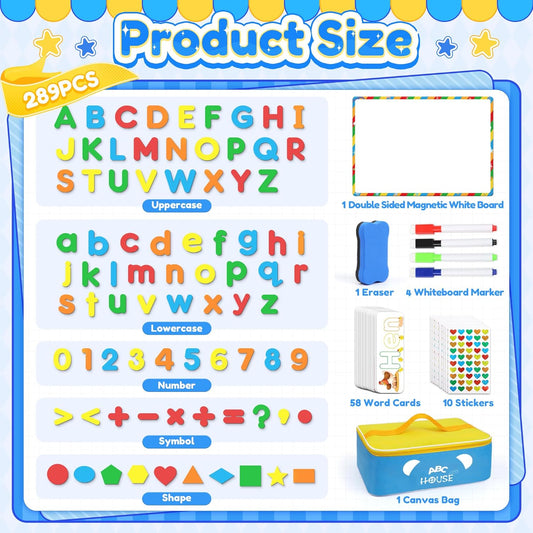 335 Pcs Magnetic Letters Numbers Alphabet Fridge Magnets Kit Letter Number Magnets with Magnetic Board and Word Cards Foam Alphabet Letters Magnets Set