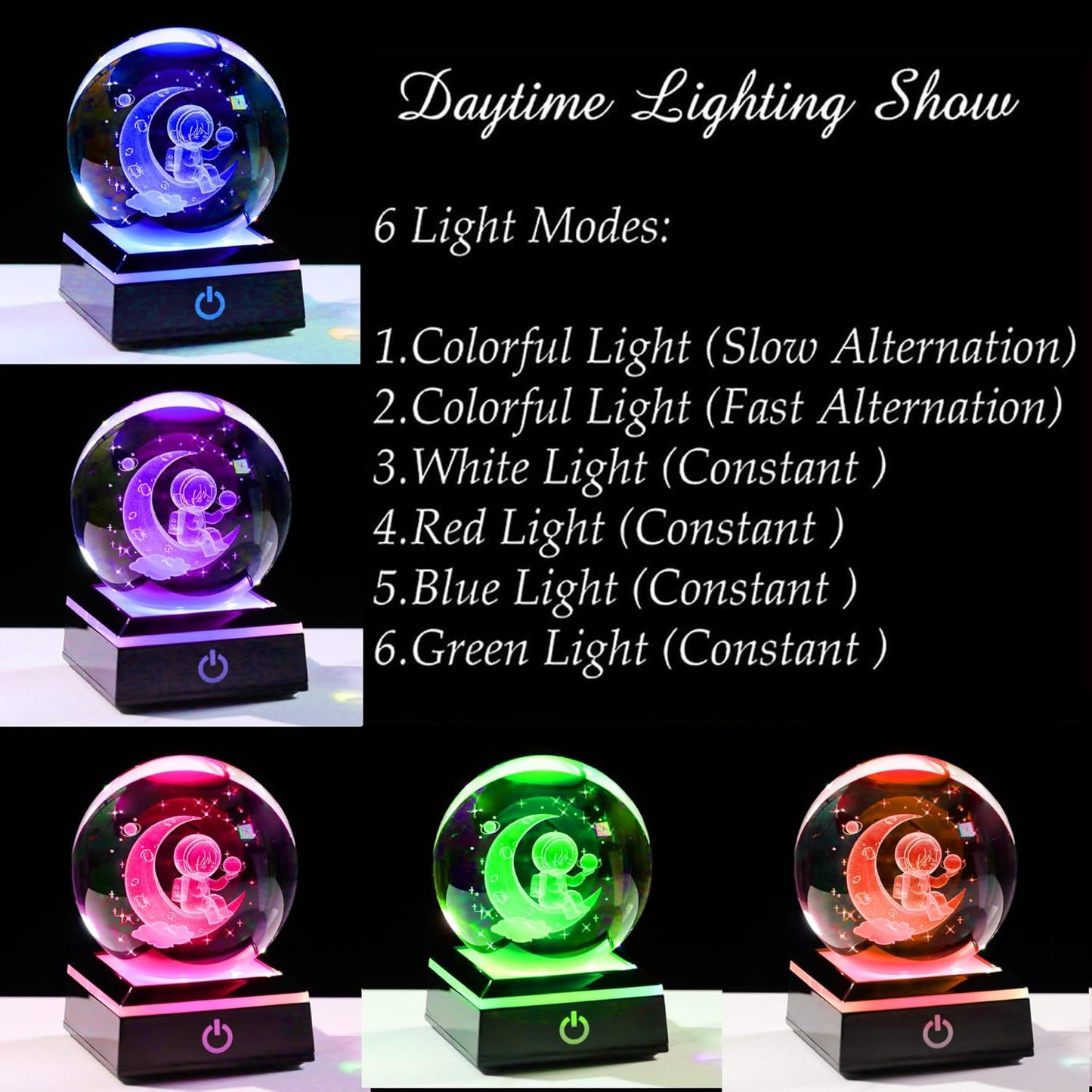 3d Solar System Model Crystal Ball 80mm 3.15inch - Outer Space Astronomy Gifts Room Decor Crystal Sphere Unique Gifts For Men Him Best Birthday Dad Physics Science Teacher Night Light Planet Lamp