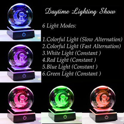 3d Solar System Model Crystal Ball 80mm 3.15inch - Outer Space Astronomy Gifts Room Decor Crystal Sphere Unique Gifts For Men Him Best Birthday Dad Physics Science Teacher Night Light Planet Lamp