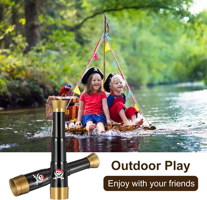 2 Pieces Plastic Pirate Telescope Toy Portable Adjustable Mini Retro Telescope Mini Plastic Pirate Captain Monocular Telescopes Toy for Party Favor Supplies, Bronze and Black