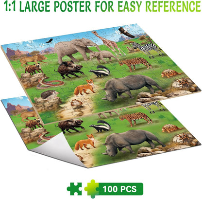 Puzzles for Kids Ages 4-8 Year Old,100 Piece Dinosaur Jigsaw Puzzle for Toddler Children Learning Educational Puzzles Toys for Boys and Girls - Every Piece is Unique