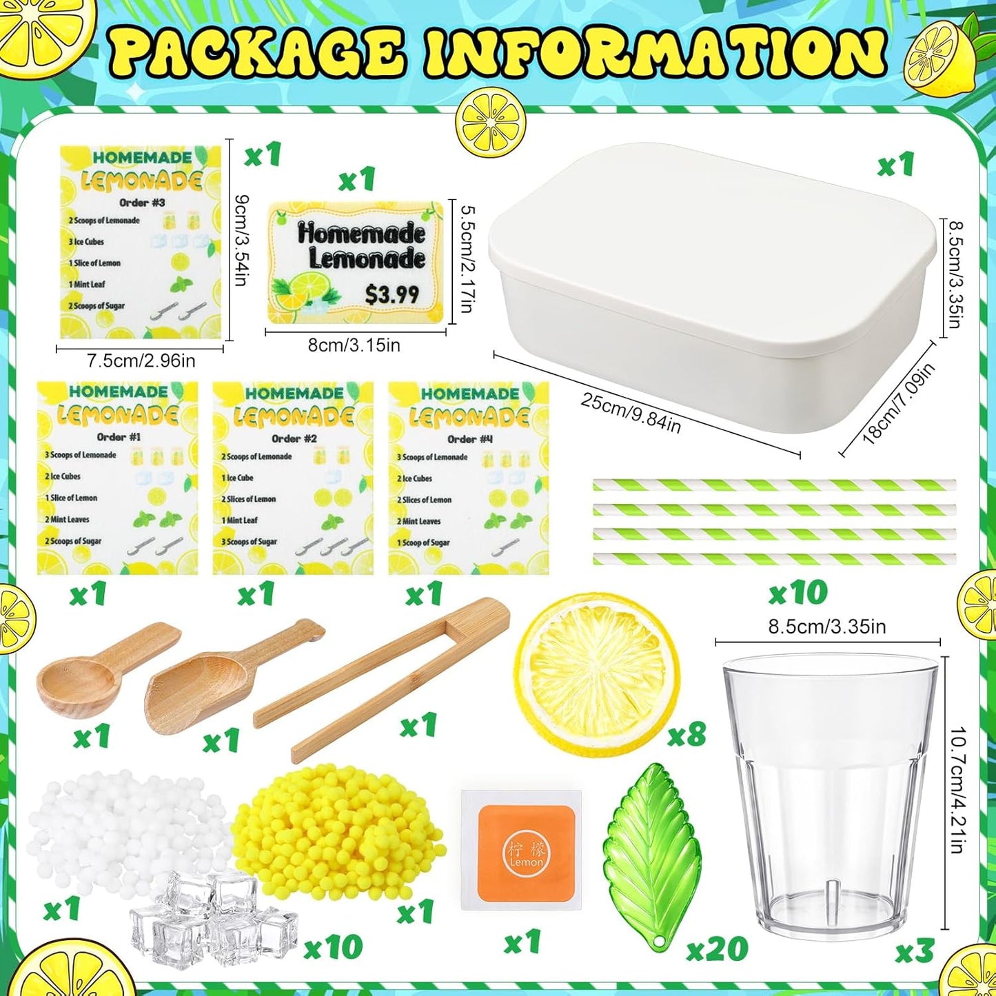 Skylety Lemonade Sensory Bin Fillers Spring Summer Homemade Lemon Stand Drink Role Play Sensory Bin Items Fine Motor Counting Sorting for Summer Activities Party Favors