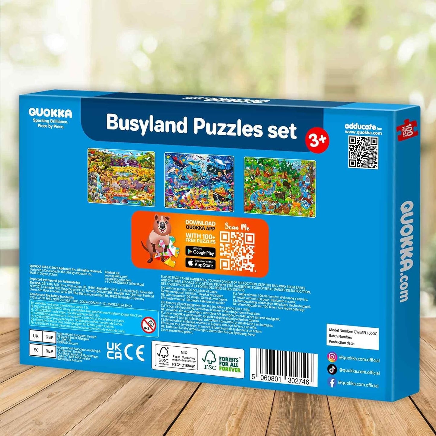 QUOKKA 100 Piece Puzzles for Kids Ages 4-6 – Floor Kids Puzzles Ages 6-8 Year Old – Toy for Learning Forest Animals for 8-10 yo – Jigsaw Toddler Game for Boy and Girl 3-5