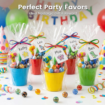 FUTUREPLUSX 20PCS Glass Marbles for Kids, 0.63 Inch Small Colorful Marbles Run Accessories, for Kids Game, Birthday Party Gifts, Parent-Child Games