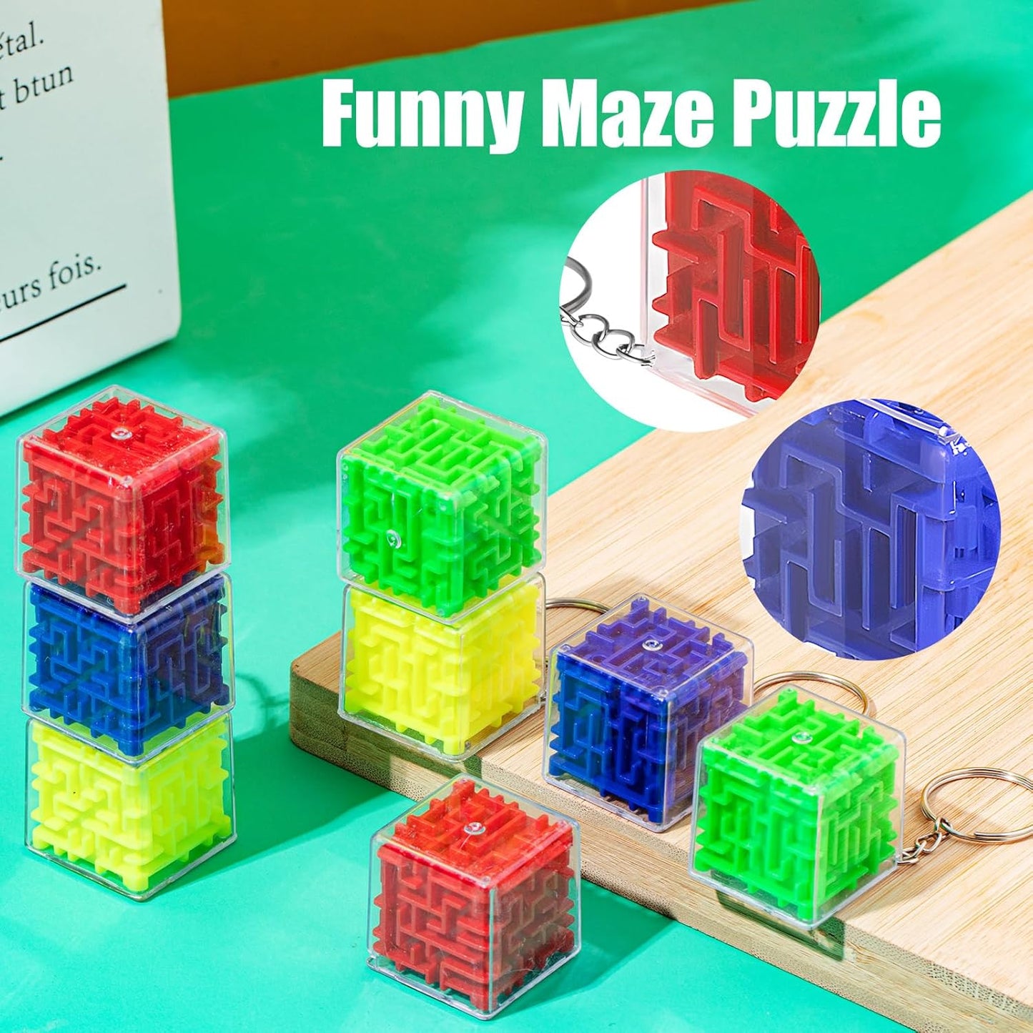 Halloscume 50 Pcs Maze Puzzle Toy Gift 3D Cube Box Mini Maze Christmas Puzzles Game for Adults Birthday Party Favors Stocking Stuffers for Kids