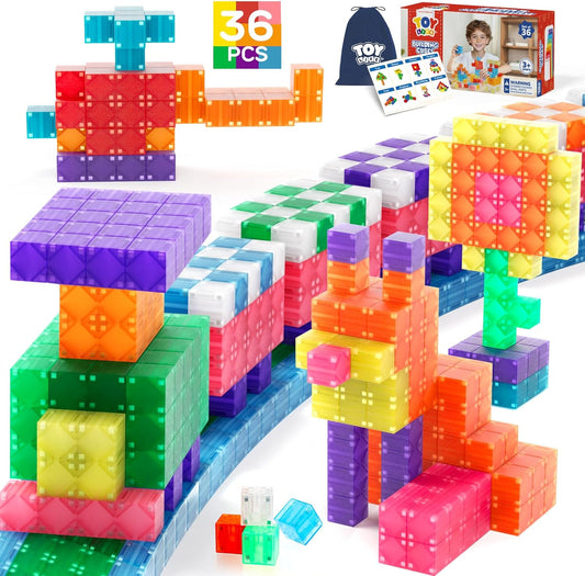 64PCS Magnetic Blocks, Magnetic Building Blocks for Kids Ages 3 4 5 6 Year Old, Magnet Cubes, Autism Montessori Toys, Preschool STEM Educational Sensory Magnet Toys Gifts for Kids 3-5 4-8