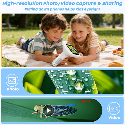 1000X Handheld Digital Kids Microscope with 3.0" IPS Screen, USB-Powered STEM Educational Science Toy with 8 LED Lights & Photo/Video Capture, Portable Learning Gift for Boys & Girls(White)