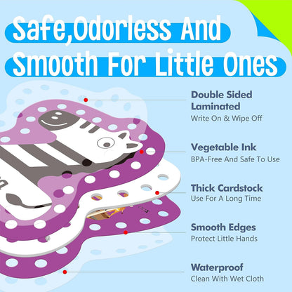 SpriteGru 9 Pieces Kids Lacing Cards, Double Sided Sewing Cards in 9 Vehicle Cards with 9 Colorful Laces, Imagination Development Lacing Toys Games for Children Educational and Learning Activity