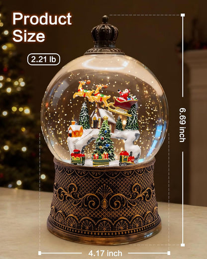 Extra Large Christmas Snow Globes Christmas Lantern, 12.99" Musical Snow Globe with 8 Songs, Santa Snowglobe for Kids Adults, 6H Timer Dual Power, Lighted Christmas Decorations Indoor Gifts