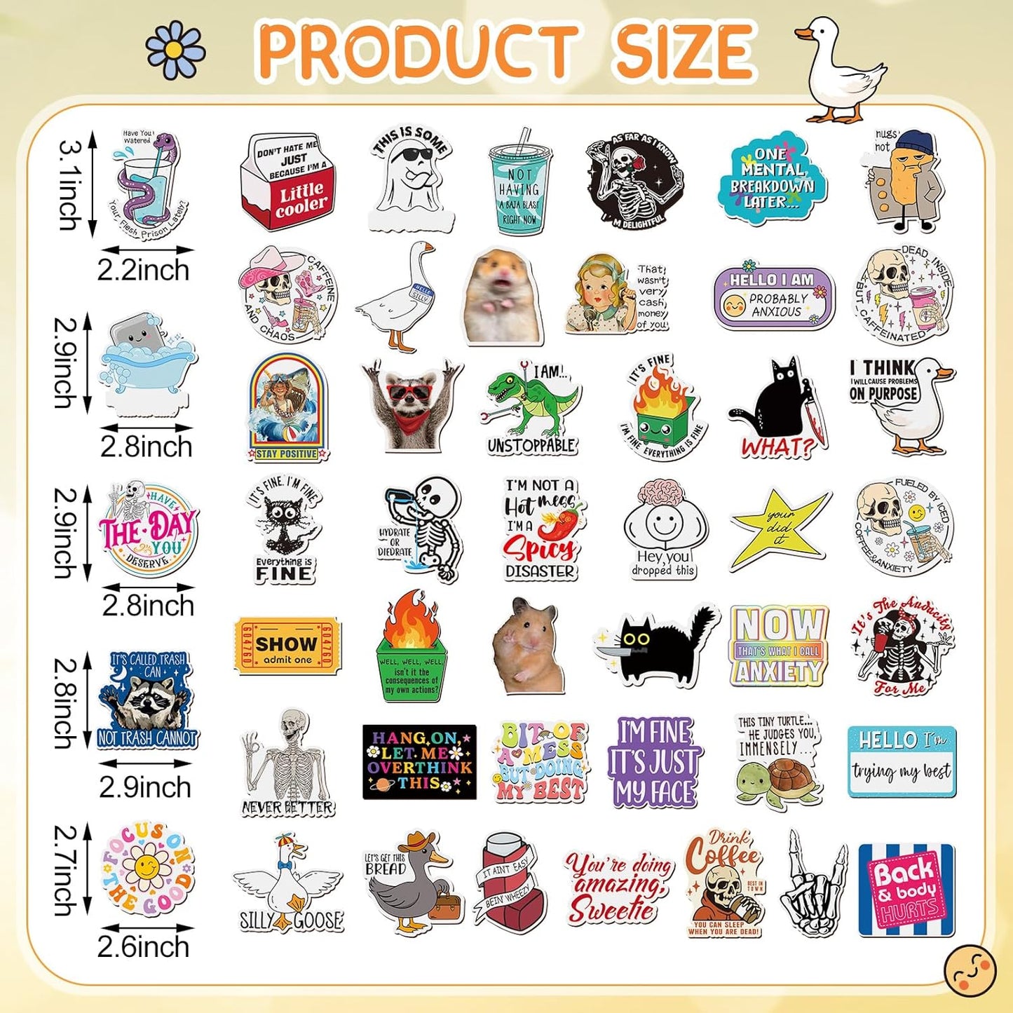 Xuhal 50 Pcs Funny Fridge Magnets Bulk Reusable Expressions Cute Animal and Words Refrigerator Magnets for Adults Home Office Kitchen Decoration (Classic Style)