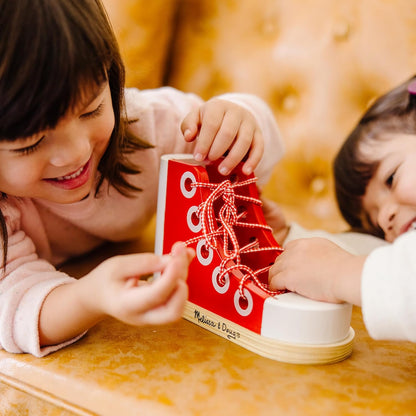 Melissa & Doug Deluxe Wood Lacing Sneaker - Learn to Tie a Shoe Educational Toy