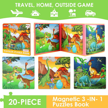 Magnetic Puzzles for Kids Ages 4-6, 20-Piece Toddler Travel Toys Unicorn Princess Puzzles Ages 3-5, Educational Learning Magnets, Ideal Road Trip Activities Toys for 3 4 5 6 Boys and Girls