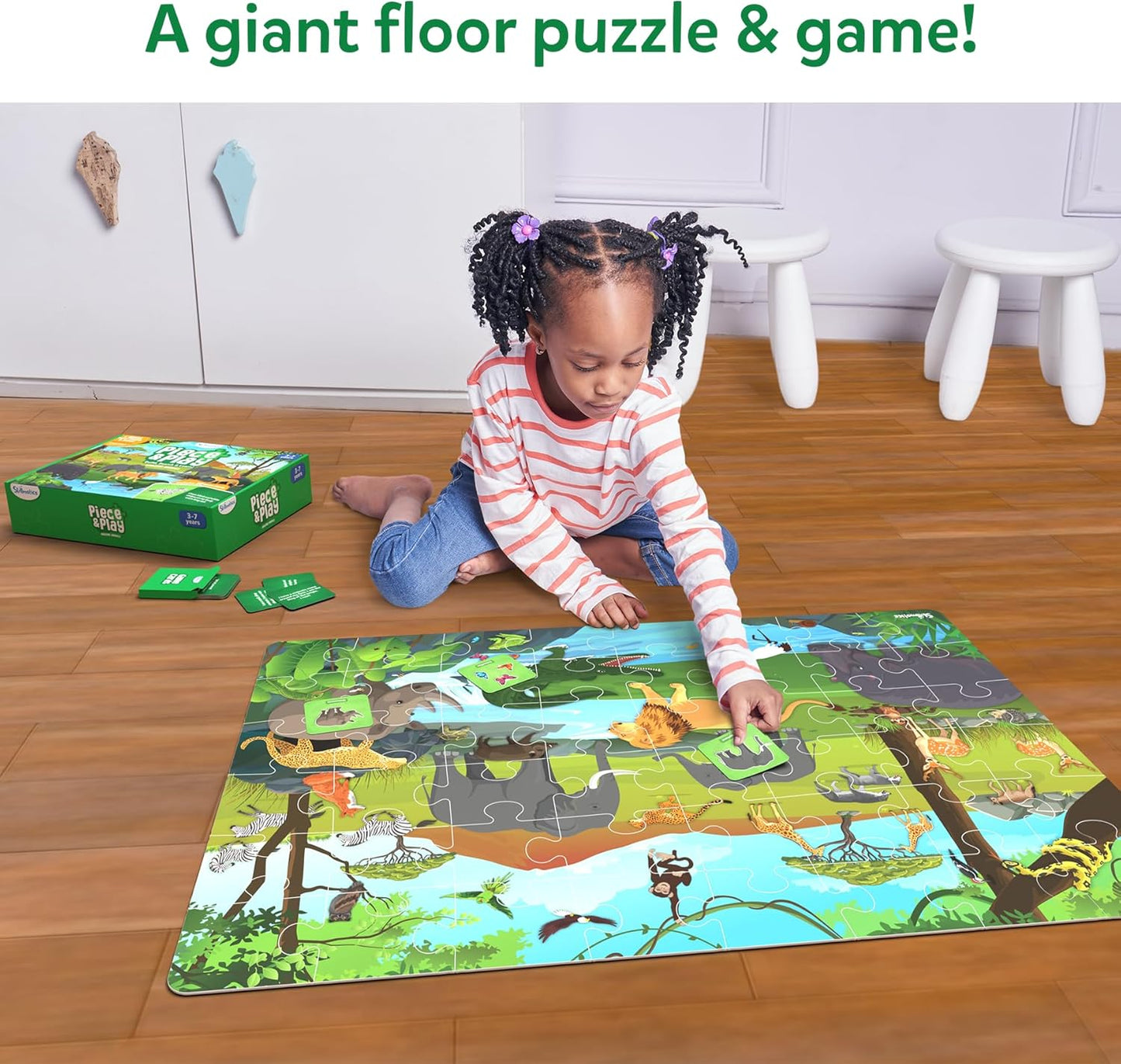 Skillmatics Floor Puzzle & Game - Piece & Play Construction Site, Jigsaw & Toddler Puzzles, Educational Toy, Gifts for Boys & Girls Ages 3, 4, 5, 6, 7 (48 Pieces, 2 x 3 feet)