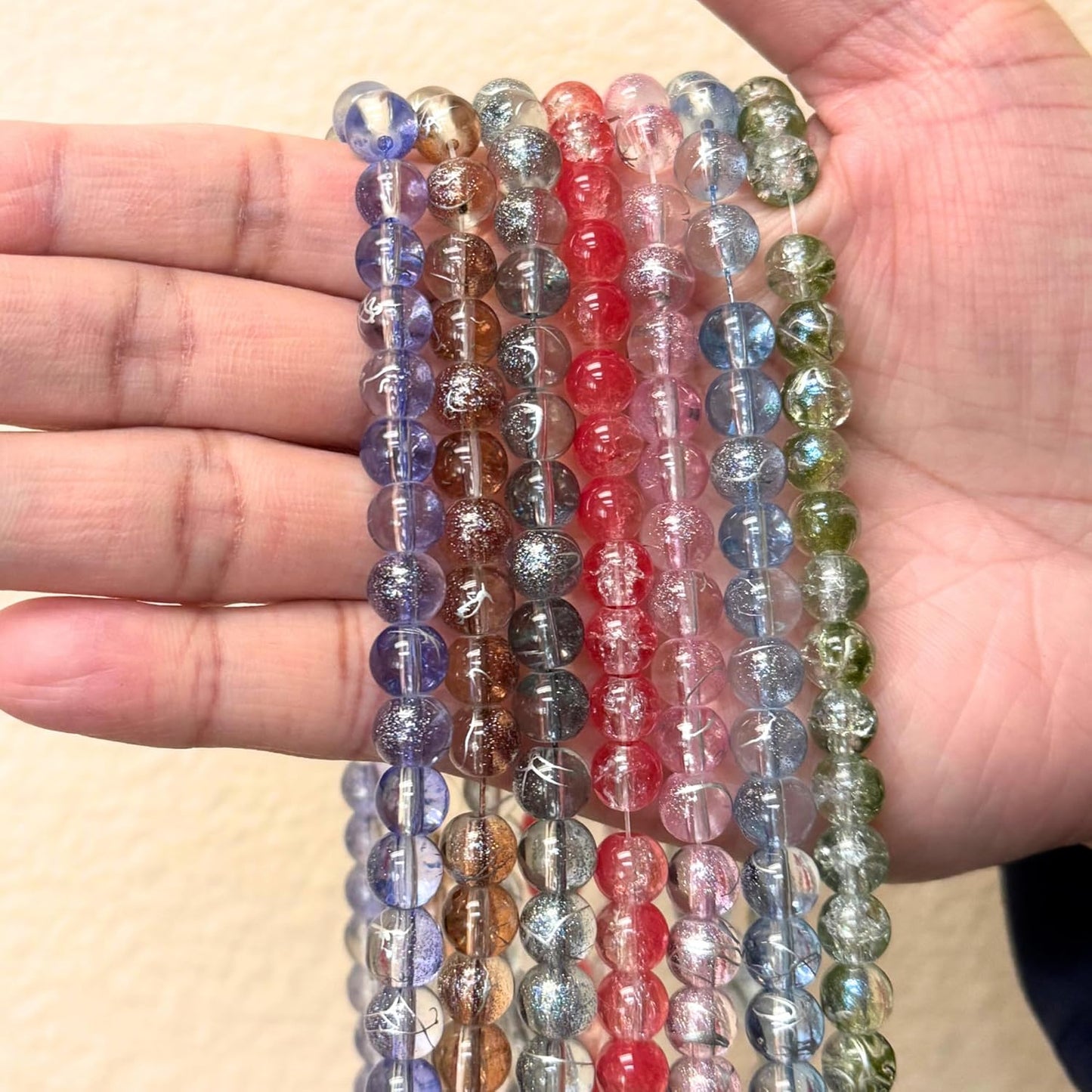 8mm Glass Beads Round Bulk for Bracelet, Glow in Dark Beads, DIY Jewelry Windchime Suncatcher Party Supplies, 300 pcs