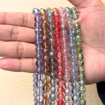 8mm Glass Beads Round Bulk for Bracelet, Glow in Dark Beads, DIY Jewelry Windchime Suncatcher Party Supplies, 300 pcs