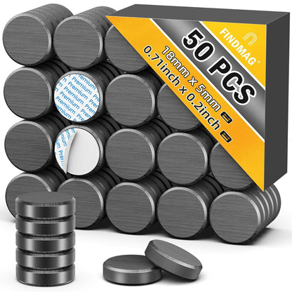 FINDMAG 20Pcs Magnets for Crafts with Adhesive Backing, Round Ferrite Craft Magnet with Adhesive Backing, Flat Ceramic Circle Magnets for STEM Classroom Experiments, Science Kits - 0.71" D X 0.12" H