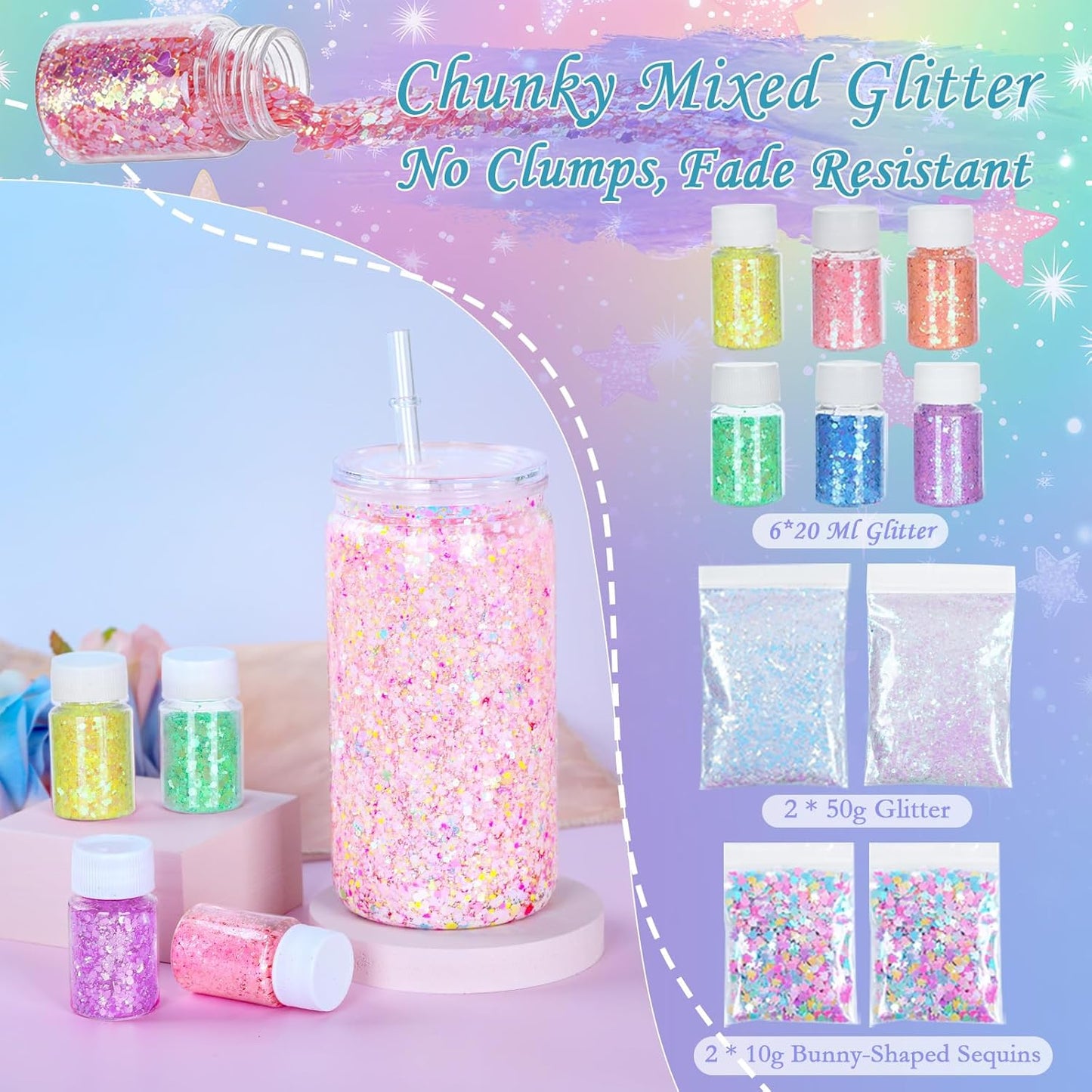 6 Pack 16 Oz Easter Themed Acrylic Snow Globe Tumbler DIY Starter Kit, Double Wall Plastic Pre-Drilled Snowglobe Tumbler Supplies Craft Tool Set, Including Uv Dtf Wrap