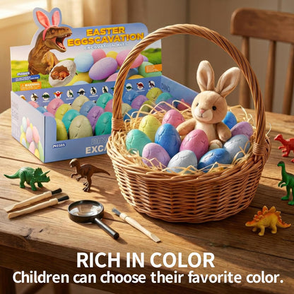 24 Dinosaur Eggs Dig Kit Toys for Kids, Dinosaur Eggs Excavation Kit with Magnifier, Easter Basket Stuffers, Science STEM Birthday Party Favors Gifts for Boys Girls Age 3 4 5 6 7 8 9 10 + Years Old