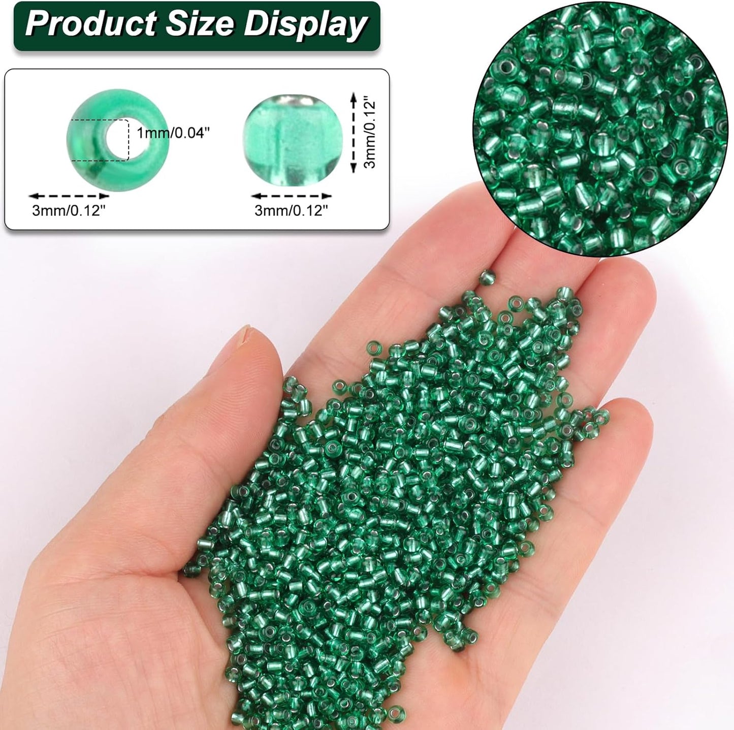 10100 Pcs Size 11/0 Glass Seed Beads, 2 mm Dark Green Small Mini Spacer Loose Pony Beads for Jewelry Making and DIY Crafts - Colors B