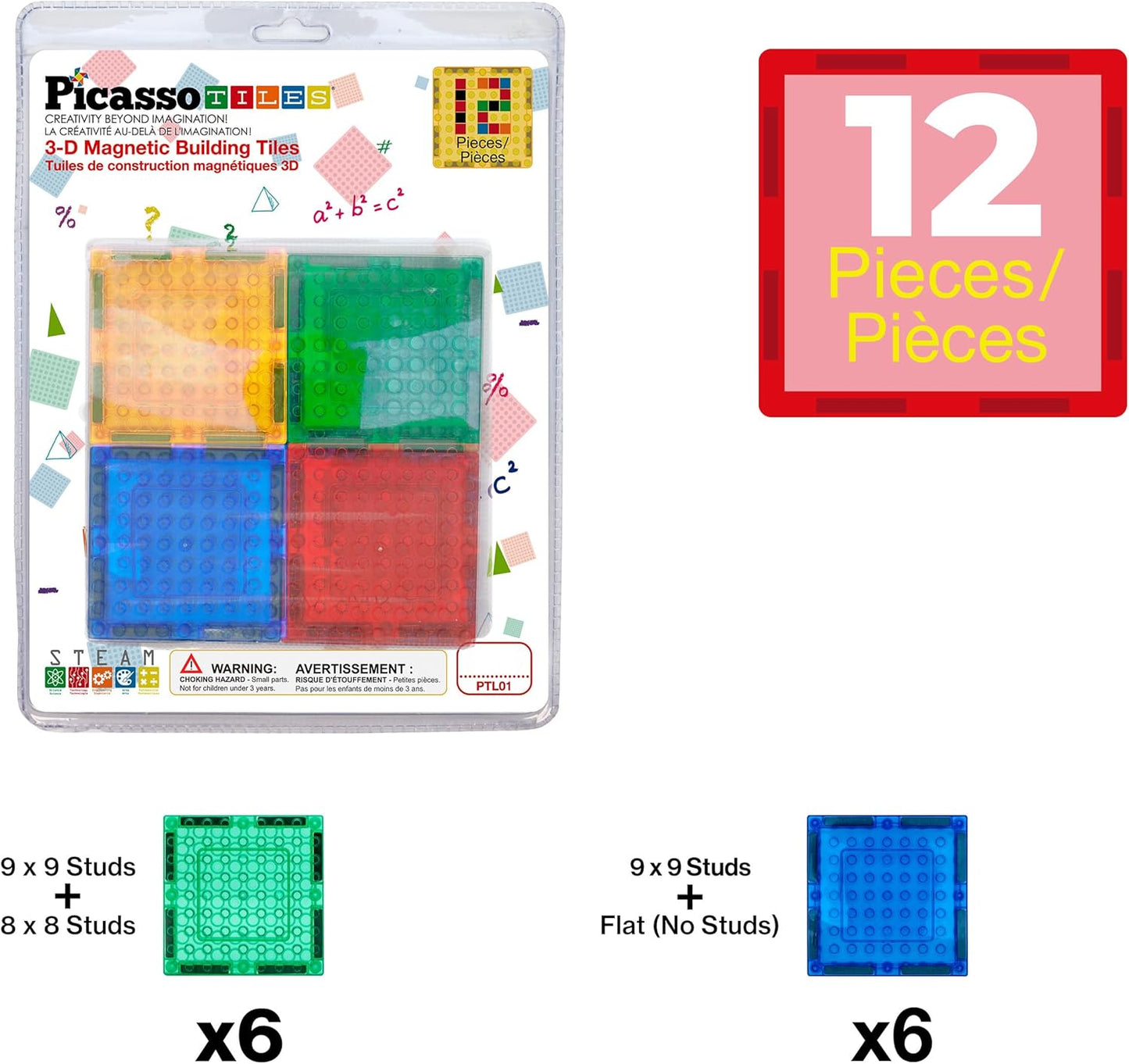 PicassoTiles 333pcs Magnetic Brick Tile and Magnetic Tile Combo Set, Action Figures included, Building Blocks STEM Toys, Educational Montessori Preschool Toddler classroom learning toys, Kids activity