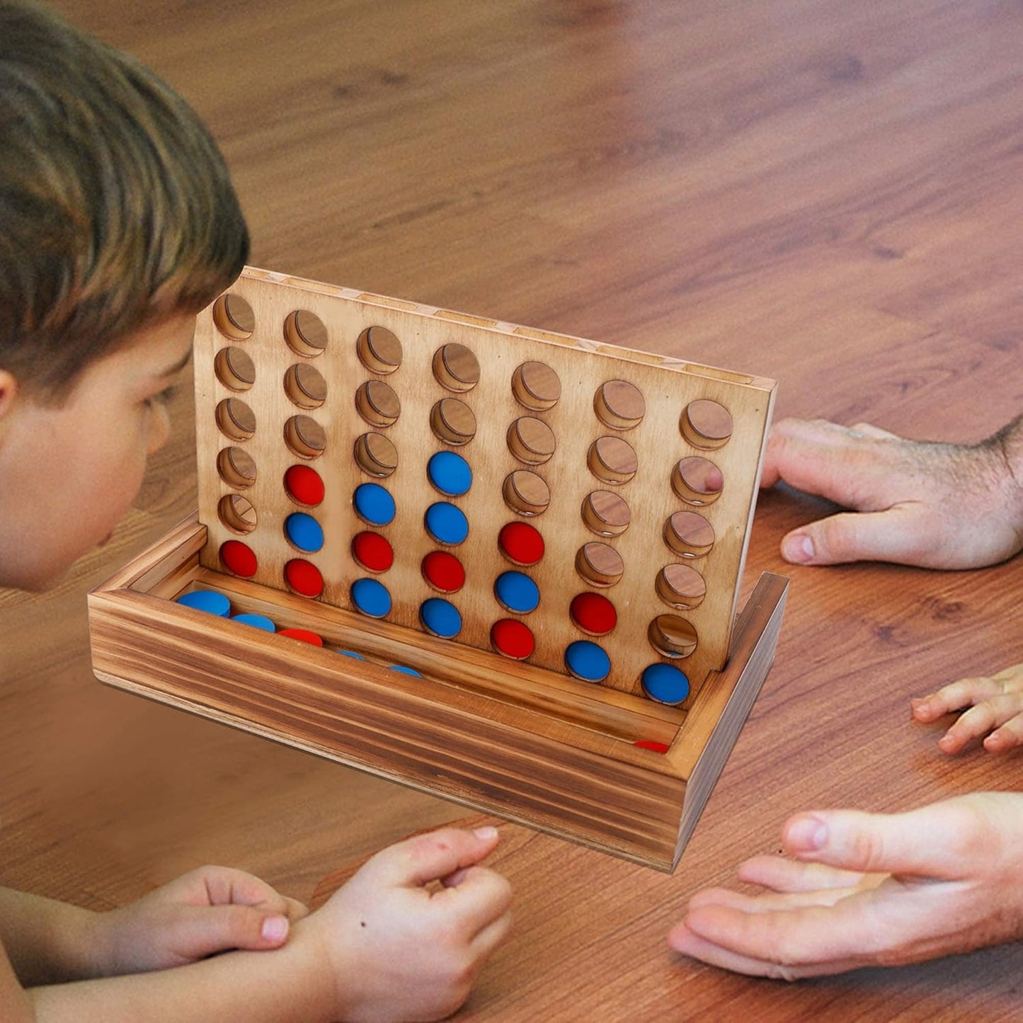 Glintoper Shut The Box & 4 in a Row Tables Game Set, Classic Wood Dice Game with Numbers & Line Up 4 Game for Kids Family, Living Room Rustic Coffee Table Decor, Travel Game Strategy Board Games