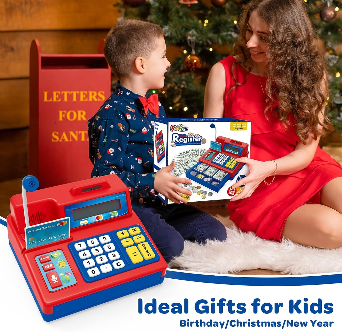 BAODLON Calculator Cash Register - 103 Pcs Pink Toy Cash Register, Microphone, Credit Card and Banking for Kids, Early Math Skills Toys Gifts for 3, 4, 5, 6 7 8+ Years Old Boys Girls