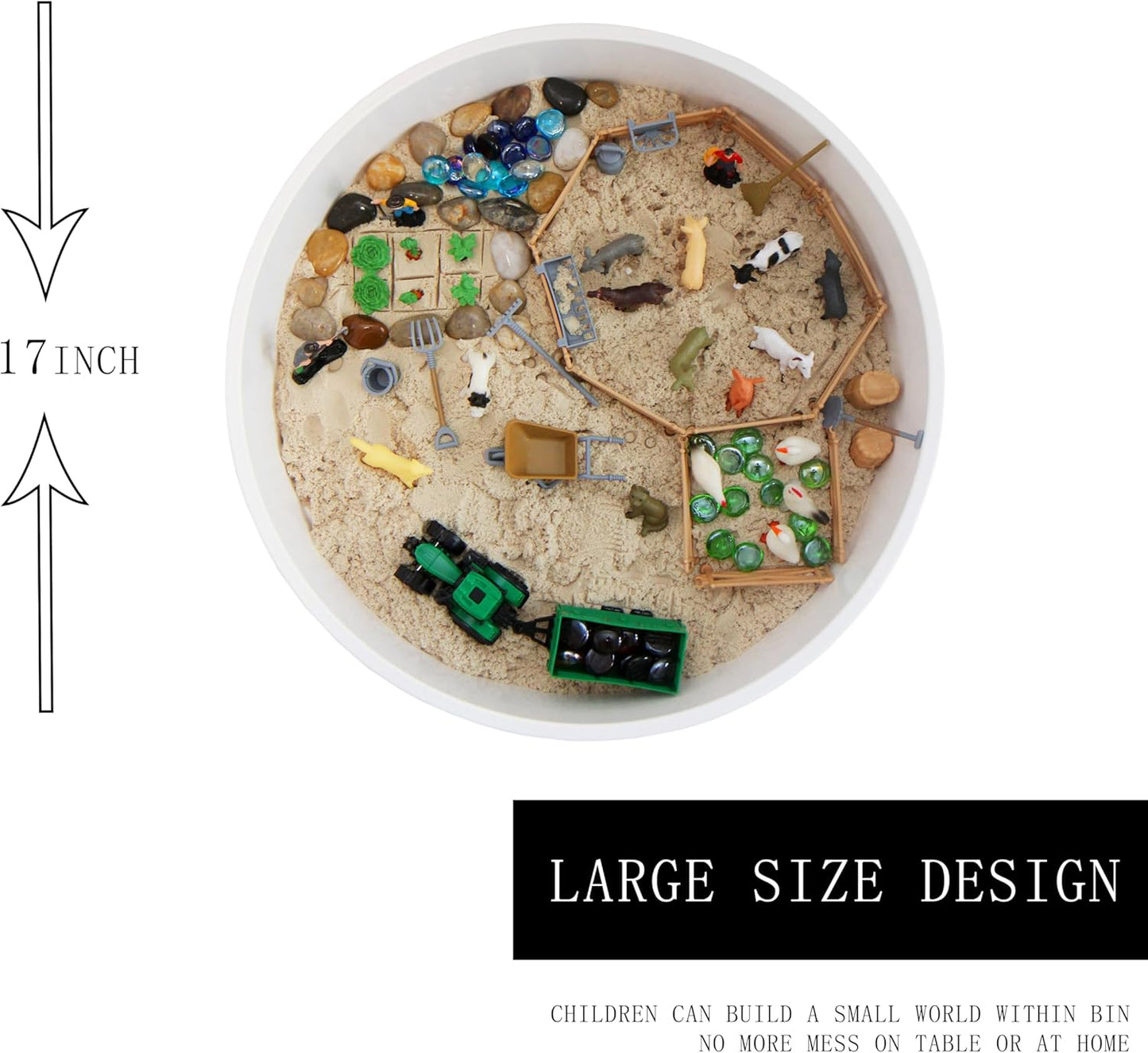 Sensory Bin Activity Set for Kids, Montessori & Reggio Inspired Classroom Materials, Small World Play Kit (ON The Farm)