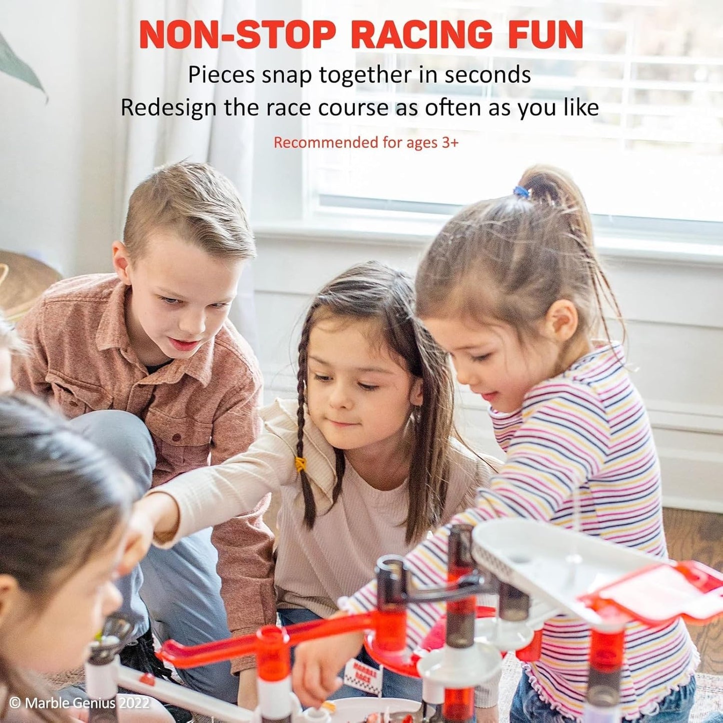 Marble Genius Marble Run Racing Set: 125-Piece Marble Run Racing Set Toys for Kids, Marbles Maze Tower Building Blocks, Marbles Race Track Rolling Game, Educational Learning STEM Toy Gift
