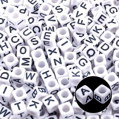 Letter Beads, Augshy 1400 Pcs Morandi Cube Alphabet Bead,Square Letter Beads with 1 Roll 10M Crystal String Cord (6mm)