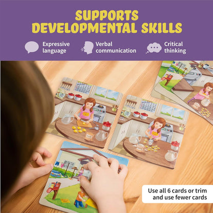 Sequencing Cards for Storytelling, Speech Therapy Game, Special Education Materials, Sentence Building, Problem Solving, Homeschooling Sequence Cards, Autism Game, Picture Sences, SEL