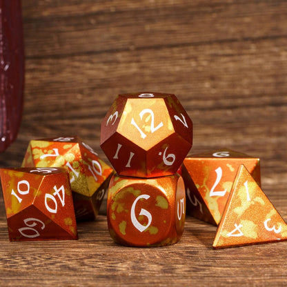 UDIXI Steampunk Metal Dice Set, 7 Die Polyhedral DND Dice Set for D&D Role Playing Game and Math Teaching (Ancient Copper)