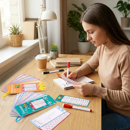 36Pcs Multiplication and Division Flash Cards, Math Flash Cards with 4 Markers 2 Rings, 0-12 Dry Erase Educational Time Table Flash-Cards for 1st to 3rd Grades Home School Fun Learning with Math Game