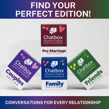 Chatbox 200 Conversation Starter Cards - Family Games for Kids and Adults - Fun Travel Games - Party Card Game - Conversation Cards - Couples Card Game for Game Night