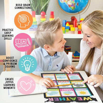 Hadley Designs 16 Educational Posters for Toddler Learning Activities - Alphabet Daycare Essentials, Laminated Pre-K Posters for Toddlers 1-3, Preschool Learning Activities, Chalkboard Classroom Decor