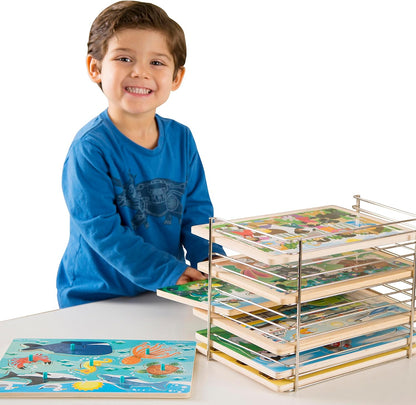 Melissa & Doug Puzzle Storage Rack - Wire Rack Holds 12 Puzzles
