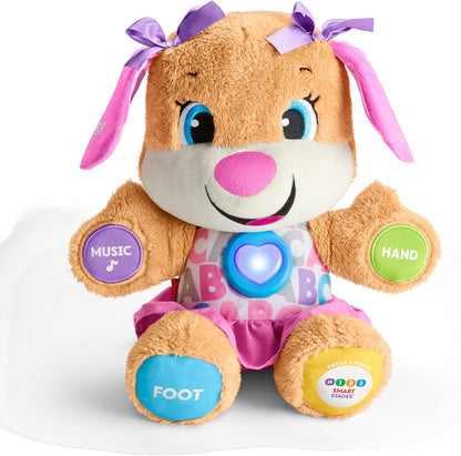 Fisher-Price Baby & Toddler Toy Laugh & Learn Smart Stages Sis Musical Plush with Lights & Phrases for Infants Ages 6+ Months