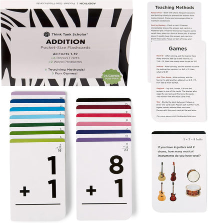 Think Tank Scholar Multiplication Flash Cards (150 Facts) Times Tables Flashcards - All Facts 1-12 for Kids in 3rd, 4th, 5th, 6th Grade - 6 Math Games & Teaching Methods for Classroom/Homeschool
