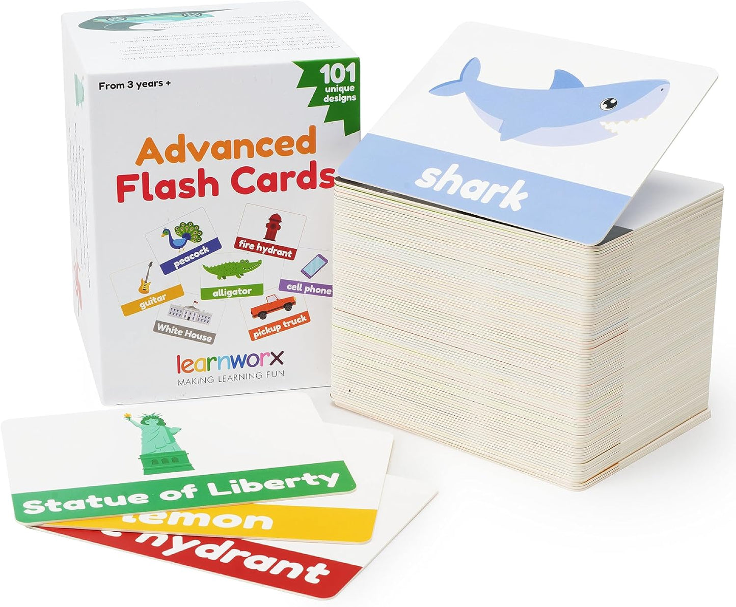 LearnWorx 101 Baby Flash Cards for Toddlers 1-3 | Award Winning First Words Toddler Flash Cards | Speech Toys Help Learn Objects, Numbers & Play Games - Big Toddler Learning Flashcards Preschool Kids